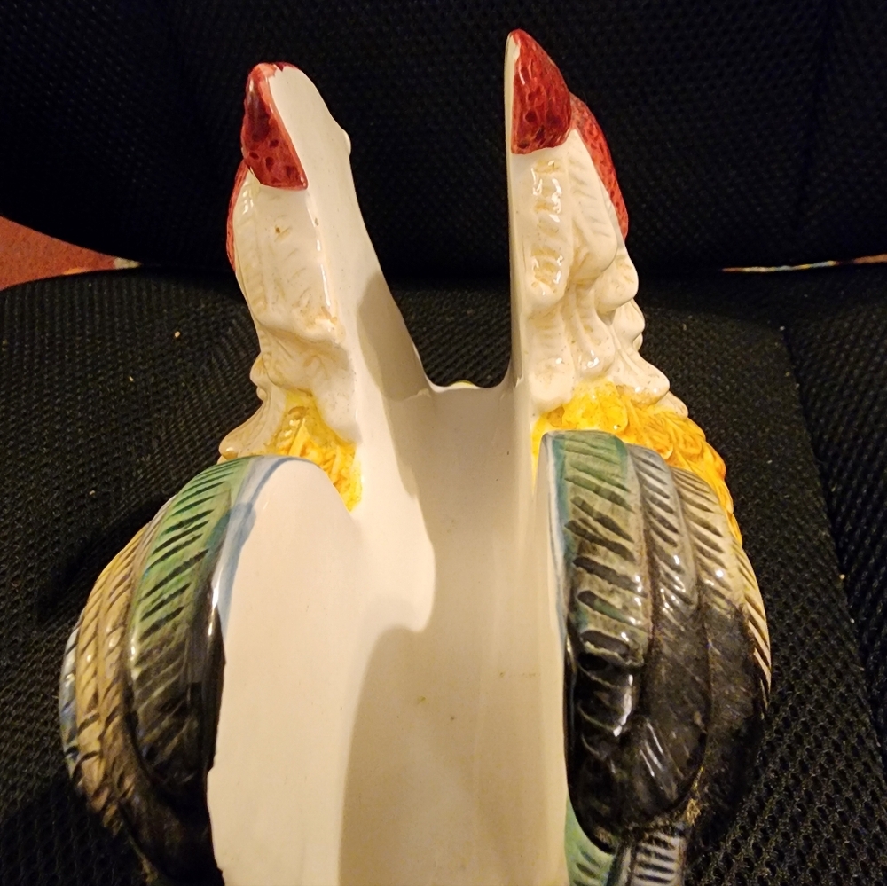 Vintage Rooster Napkin Holder Jay Import Ceramic Double Sided Farmhouse Kitchen - Picture 3 of 5